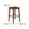 Flash Furniture Rustic Antique Walnut Industrial Wood Dining Backless Barstool, PK2 2-XU-DG-W0247B-GG - alternate 6